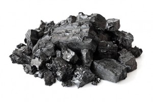 Heap of coal isolated on white background